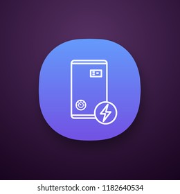 Electric heating boiler app icon. House central heater. Heating system. UI/UX user interface. Web or mobile application. Vector isolated illustration