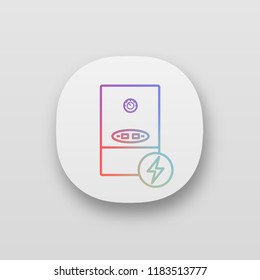 Electric heating boiler app icon. House central heater. Heating system. UI/UX user interface. Web or mobile application. Vector isolated illustration