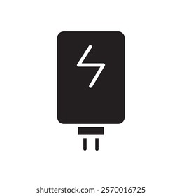 Electric heating boiler icon black and white vector outline sign