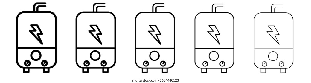Electric heating boiler icon flat illustration set logo