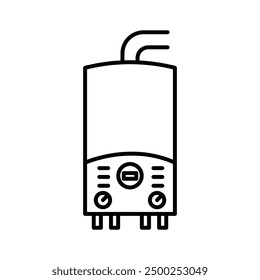 Electric heating boiler icon linear logo mark in black and white