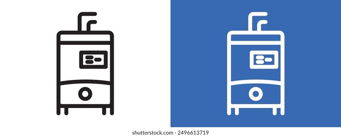 Electric heating boiler icon logo sign set vector outline