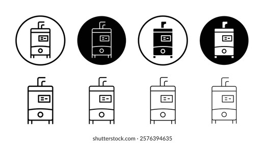 Electric heating boiler icon logo sign set vector outline