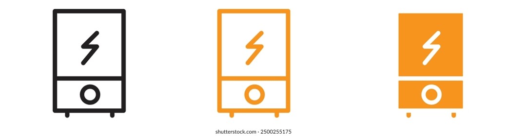 Electric Heating Boiler Icon Set Home Appliance Illustrations for Energy Efficiency