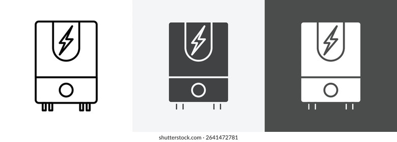 Electric heating boiler icon set vector art