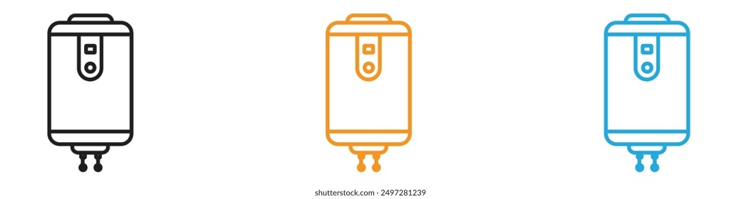Electric heating boiler icon vector logo set collection for web app ui
