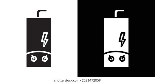 Ícone de caldeira de aquecimento elétrico ilustração de linha fina plana do vetor