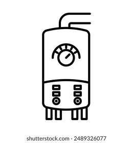 Electric heating boiler linear logo mark in black and white