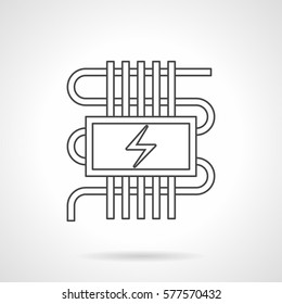 Electric heating system for warm floor. Flat line style icon