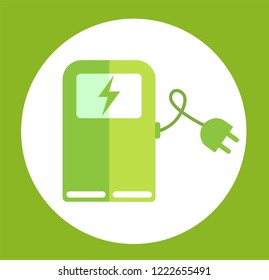 Electric high tech car charging station in vector graphics
