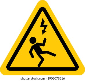 Electric high voltage danger hard icon. Electric danger warning symbol shock alert