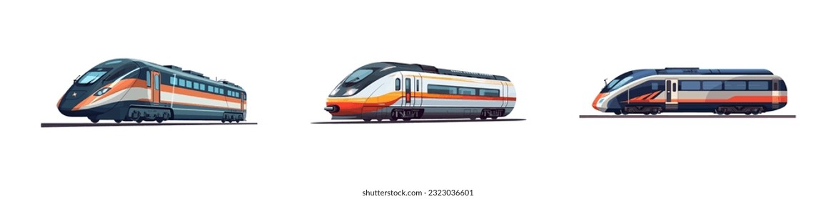 Electric high-speed train flat cartoon isolated on white background. Vector illustration