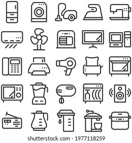 electric home appliances icon set