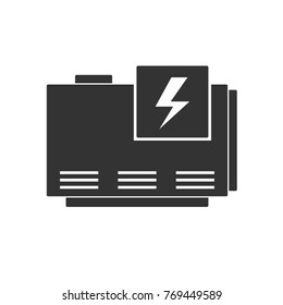 Electric Home Generator Icon. Vector Silhouette Isolated On White Background