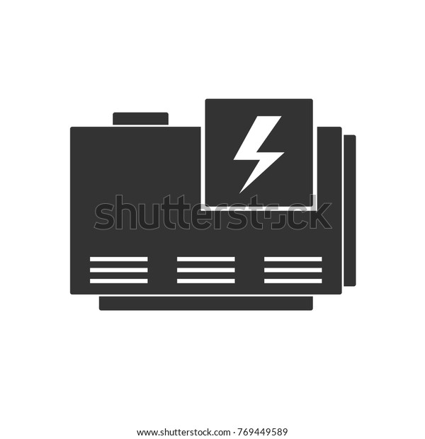 Electric home generator icon. Vector\
silhouette isolated on white\
background