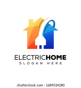 electric home or house gradient logo design