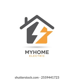 electric home logo. lightning bolt house.