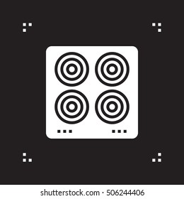 electric hot plate icon vector, solid flat sign, pictogram isolated on black, logo illustration