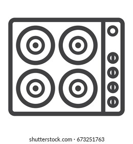 Electric Hot Plate Line Icon, Electrical Stove And Appliance, Vector Graphics, A Linear Pattern On A White Background, Eps 10.