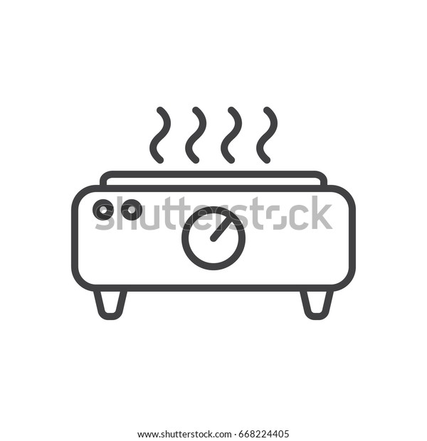 Electric hot plate line icon, outline vector sign,\
linear style pictogram isolated on white. Symbol, logo\
illustration. Editable stroke.\
