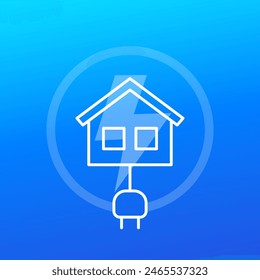 electric house icon with a plug, vector