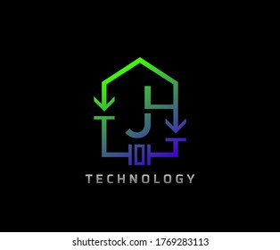 Electric House J Letter Icon Design With Electrical Engineering Component Symbol. Electrical House Service.