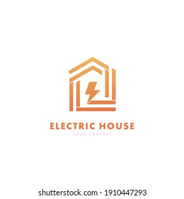 Electric House Logo Design Symbol Template Flat Style Vector Illustration	