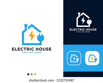 electric house with plug logo design