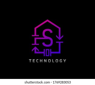 Electric House S Letter Icon Design With Electrical Engineering Component Symbol. Electrical House Service.