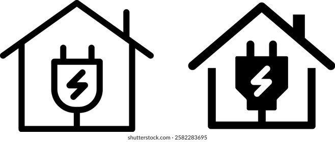 Electric House Vector Icon Set – Smart and Energy-Efficient Home Designs