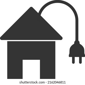 Ilustración vectorial de la casa eléctrica. Ilustración plana de diseño icónico de casa eléctrica, aislada en un fondo blanco.