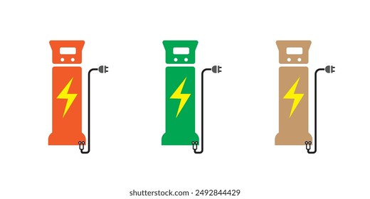 Electric hybrid car charging port station dock.product brand service label banner board display. App icon