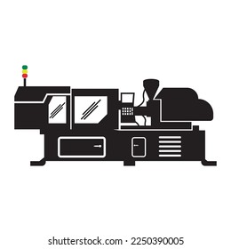 Symbol für elektrische oder hydraulische Spritzgießmaschinen. Vektorgrafik-Design.