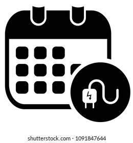 electric icon, electric cable symbol and calender symbol