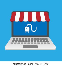 electric icon, electric cable symbol and eshop icon