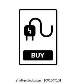 electric icon, electric cable symbol and eshop item with button buy