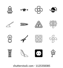 Electric icon. collection of 16 electric filled and outline icons such as plug socket, hair straightener, bulb, fan. editable electric icons for web and mobile.