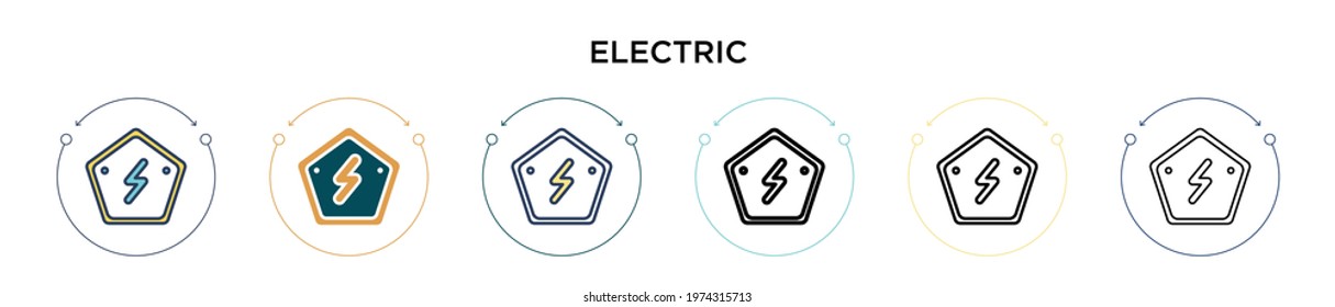 Electric icon in filled, thin line, outline and stroke style. Vector illustration of two colored and black electric vector icons designs can be used for mobile, ui, web