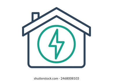 Electric icon. house with lightning. icon related to utilities. line icon style. utilities elements vector illustration