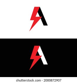 Electric Icon with letter A.
Electric Spark icon vector.
Letter A logo.