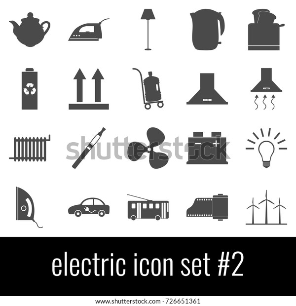 Electric. Icon
set 2. Gray icon on white
background.
