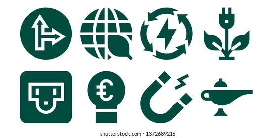 electric icon set. 8 filled electric icons.   