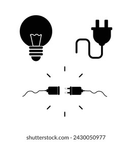 electric icon set, bulb,plug vector illustration on white background..eps