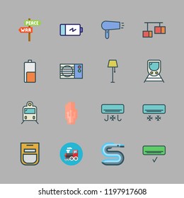 electric icon set. vector set about battery, lamp, eel and wired gloves icons set.