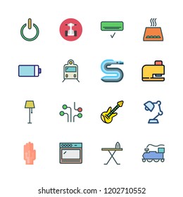 electric icon set. vector set about battery, air conditioner, lamp and segway icons set.