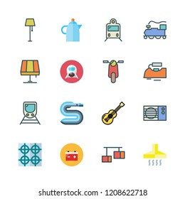 electric icon set. vector set about scooter, extractor hood, stove and acoustic guitar icons set.