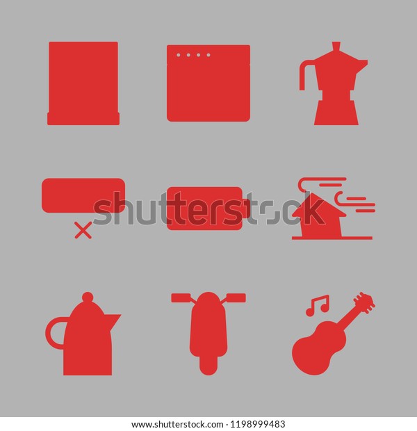 electric icon set. vector set about\
scooter, air conditioner, battery and guitar icons\
set.