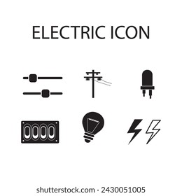 electric icon set,power pole,bolt power switch , vector bulb illustration on white background..eps