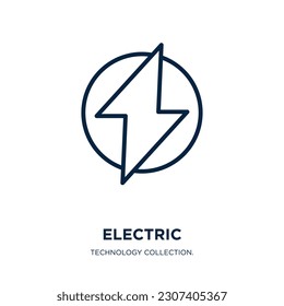 electric icon from technology collection. Thin linear electric, energy, collection outline icon isolated on white background. Line vector electric sign, symbol for web and mobile