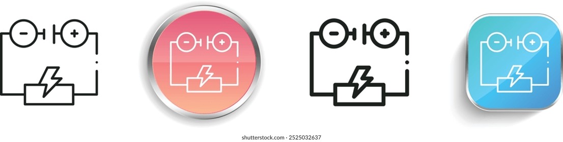 electric icon. Thin Linear, Regular and Button Style Design Isolated On White Background